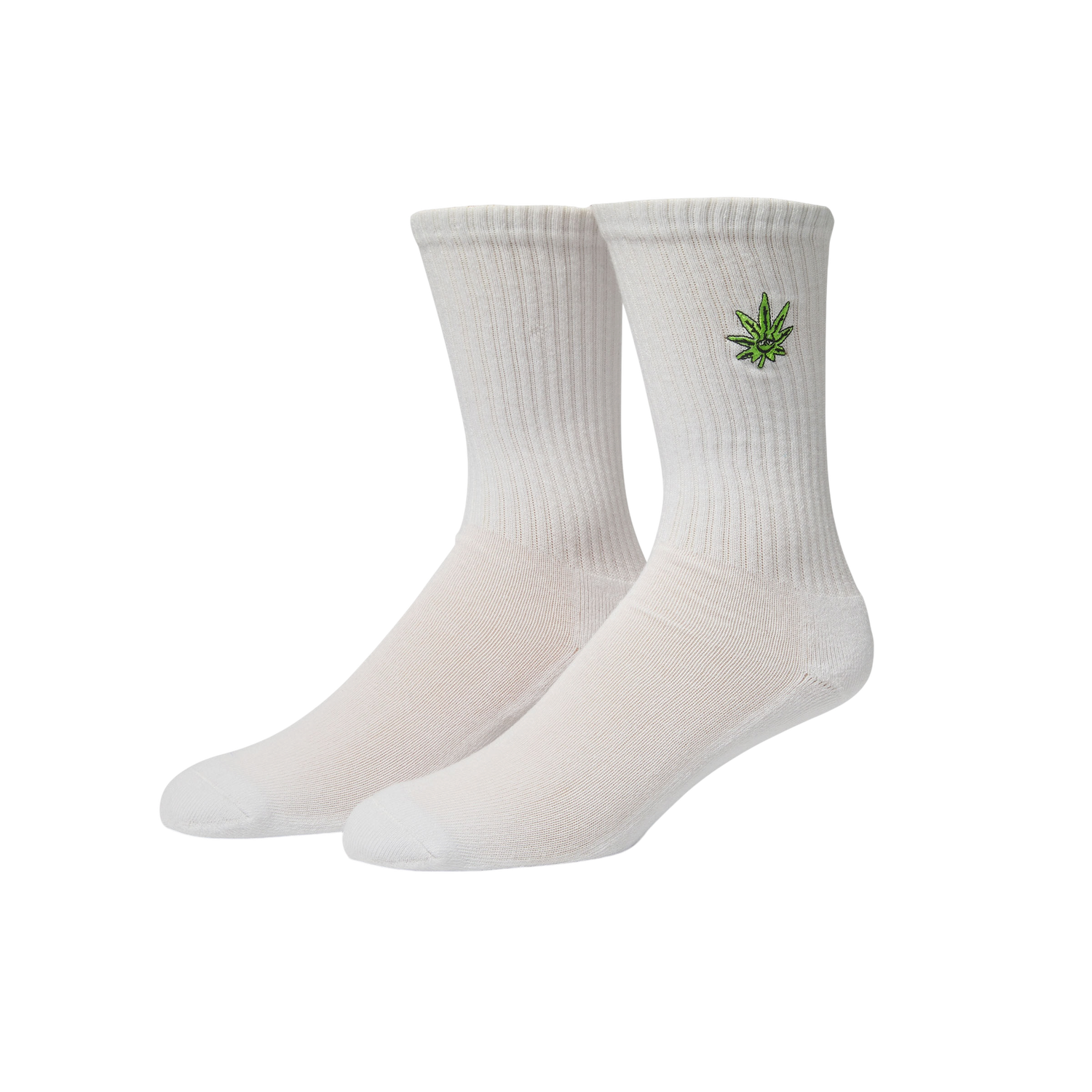 GREEN BUDDY EMBROIDERED SOCK - WHITE GREEN BUDDY EMBROIDERED SOCK - WHITE