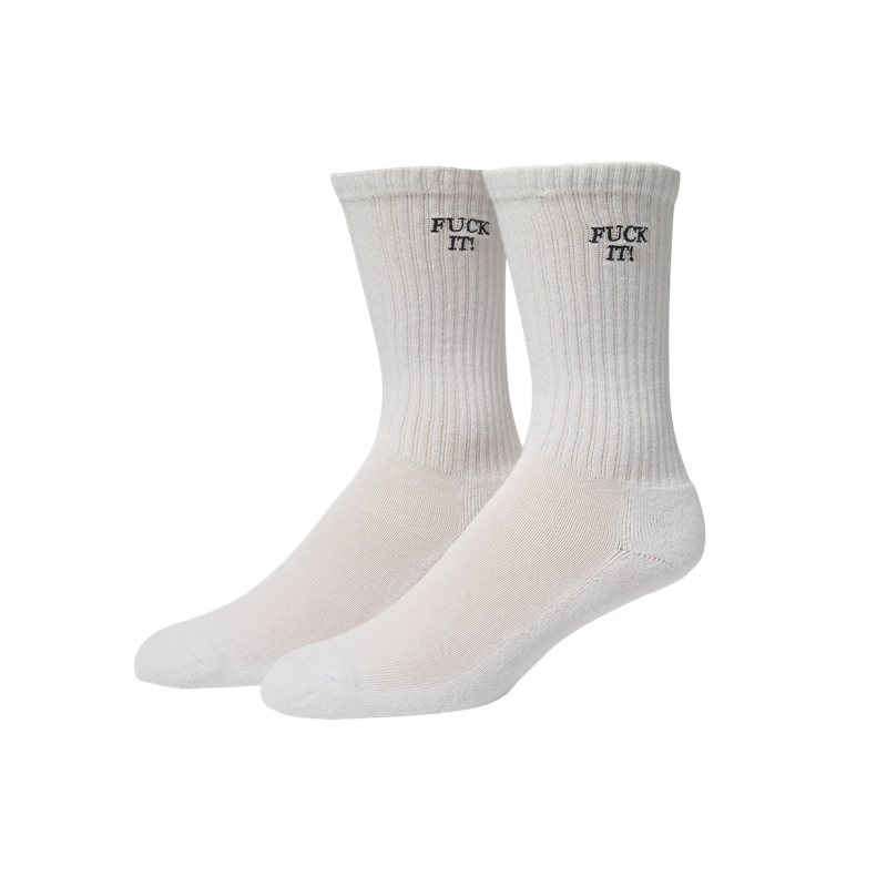 FUCK IT EMBROIDERED SOCK - WHITE FUCK IT EMBROIDERED SOCK - WHITE