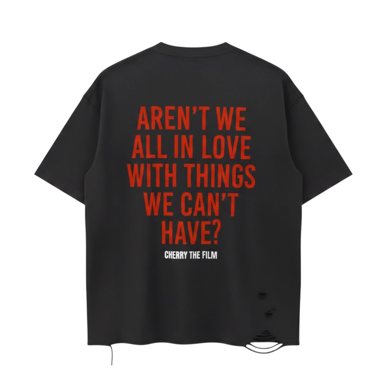 MAYBE TODAY CHERRY WASHED RAW-HEM TEE