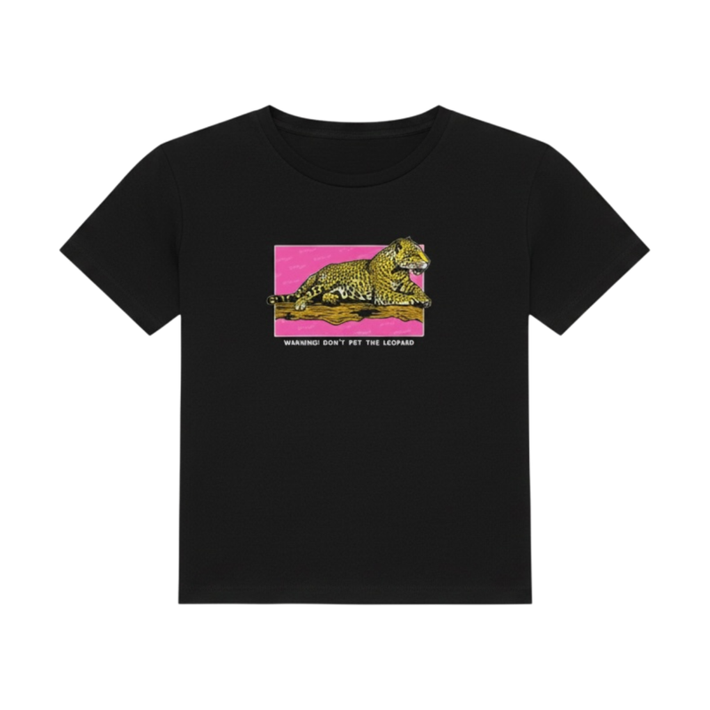 Warning! Don't Pet The Leopard Longline Baby Tee (Black)