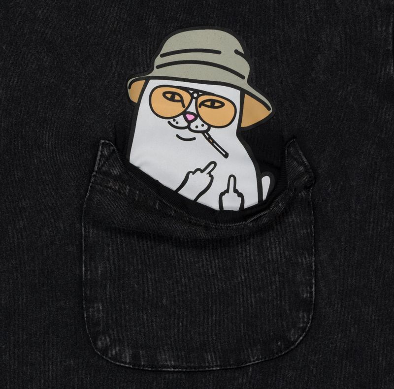 RIPNDIP NERMAL S THOMPSON POCKET TEE (BLACK MINERAL WASH)