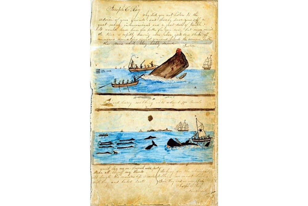 Illustrated Page from the Log of the Whaleship Edward Cary, 1854-1858