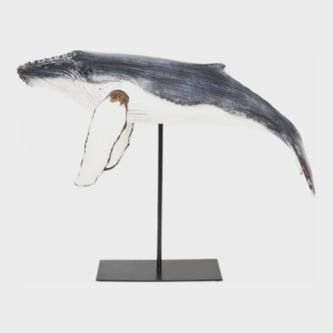 Blue and White Humpback Whale w/ Stand