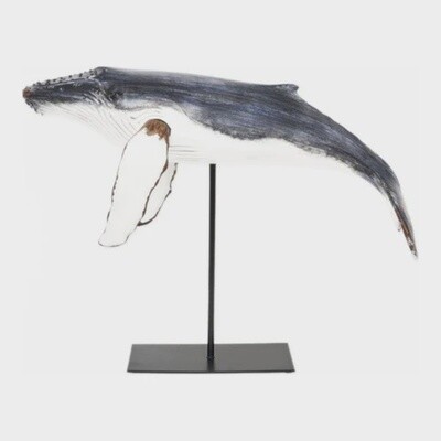 Blue and White Humpback Whale w/ Stand