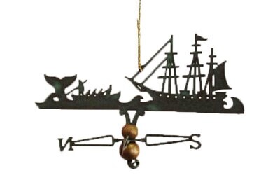 Copper Ornament Whaling Scene