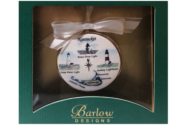 Medallion Christmas Ornament: Nantucket Island Lighthouses