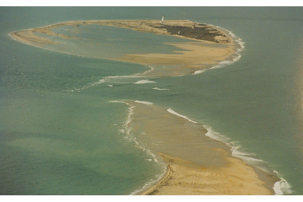 Aerial View of Great Point Lighthouse Isolated by Nor&#39;easter, January 1992