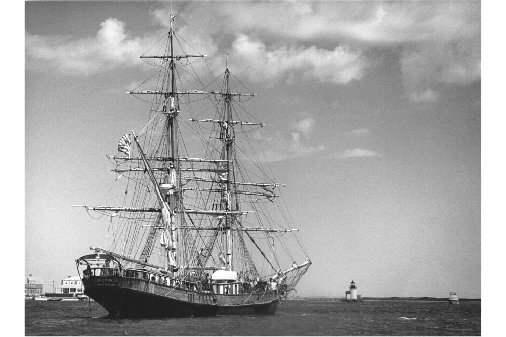 Brig Unicorn with Brant Point Light in the Background, circa 1950