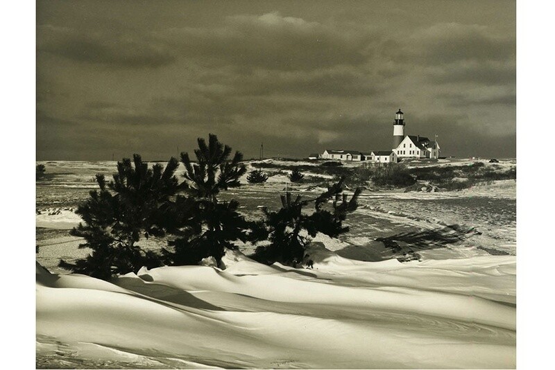 View of the Sankaty Head Lighthouse across the Sankaty Head Golf Course, February 1961