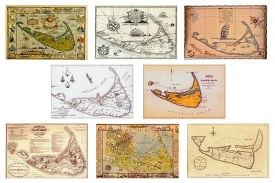 Historic Nantucket Map Postcard Set