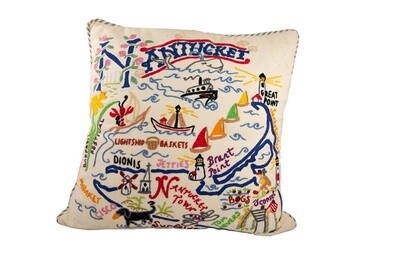 Nantucket Embroidered Pillow (by Cat Studio)
