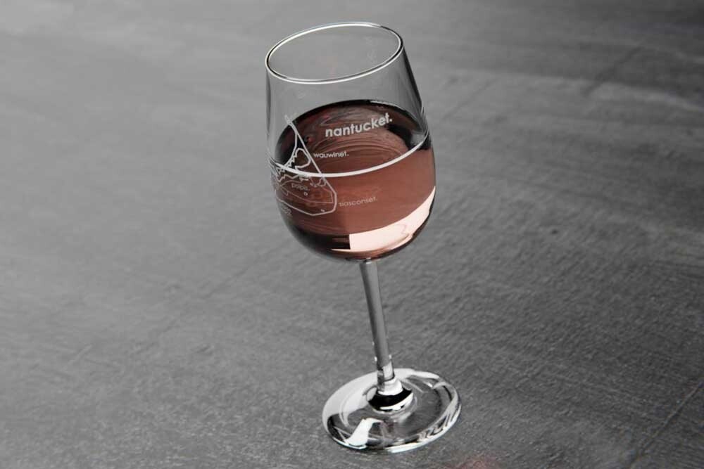 Etched Nantucket Stemmed Wine Glass