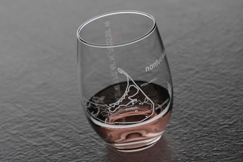 Etched Nantucket Stemless Wine Glass