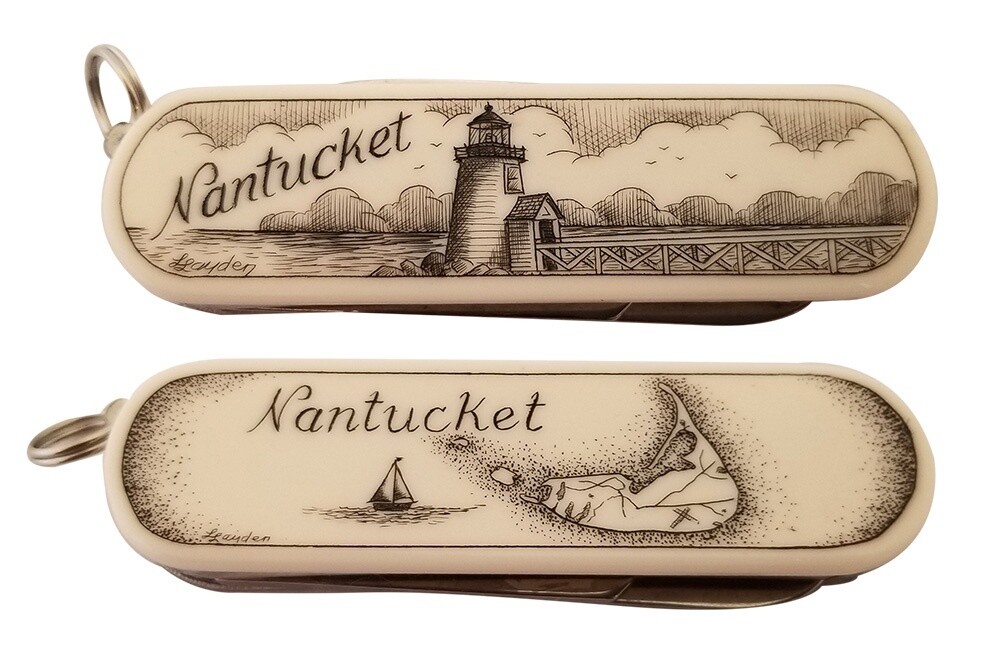 Pen Knife. Double-hinged, Reproduction Scrimshaw