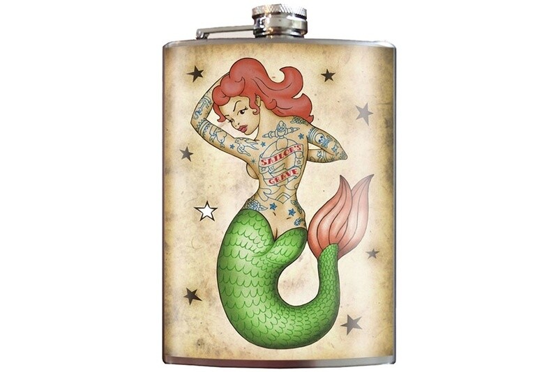 Trixie &amp; Milo Tattooed Mermaid Flask