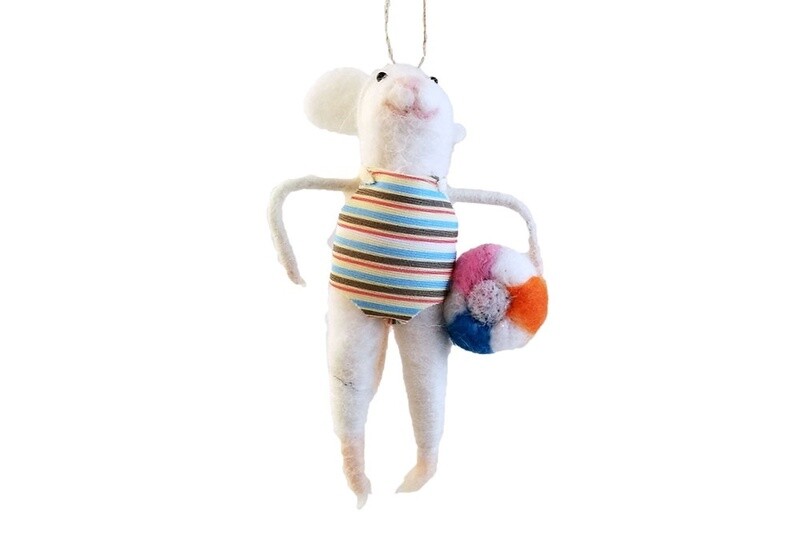 Felt Mouse Gone Swimming Lady Christmas Ornament