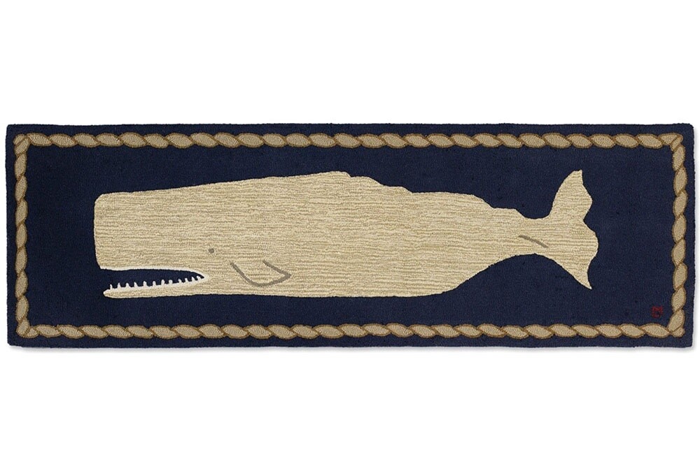 Hooked 30&quot;x96&quot; Runner Rug - Moby-Dick Whale