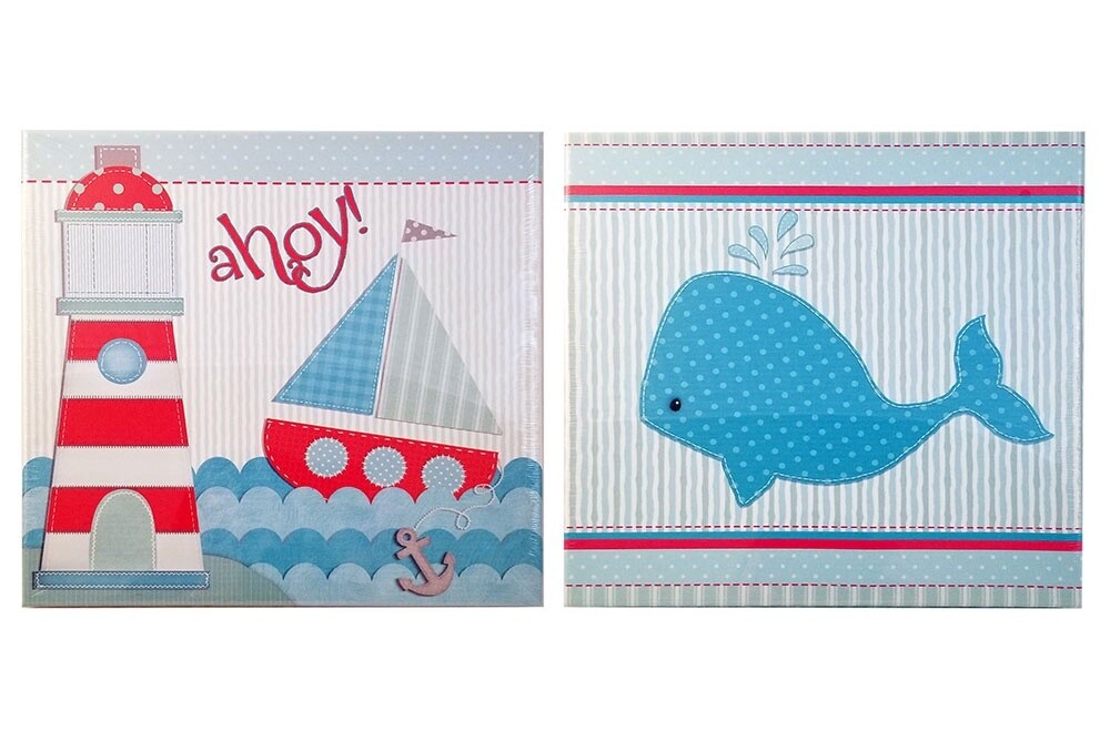Whale and Lighthouse Wall Art for Children's Room