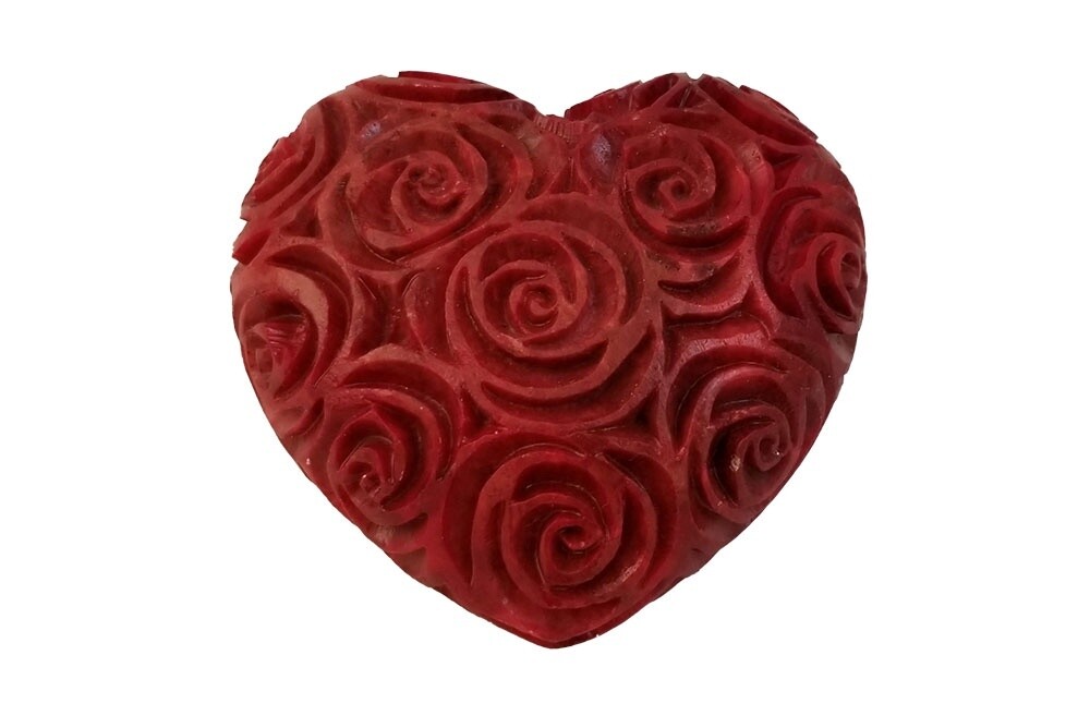 Soapstone Roses Heart Paperweight (Small)