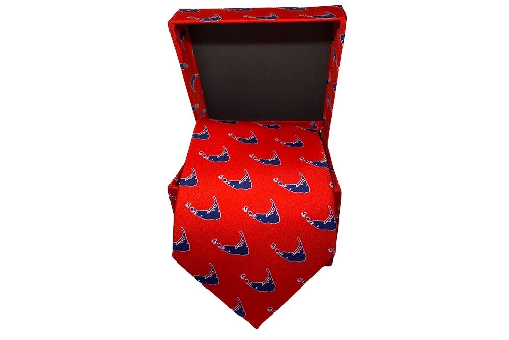 Boxed Nantucket Island Necktie (Red with Blue)