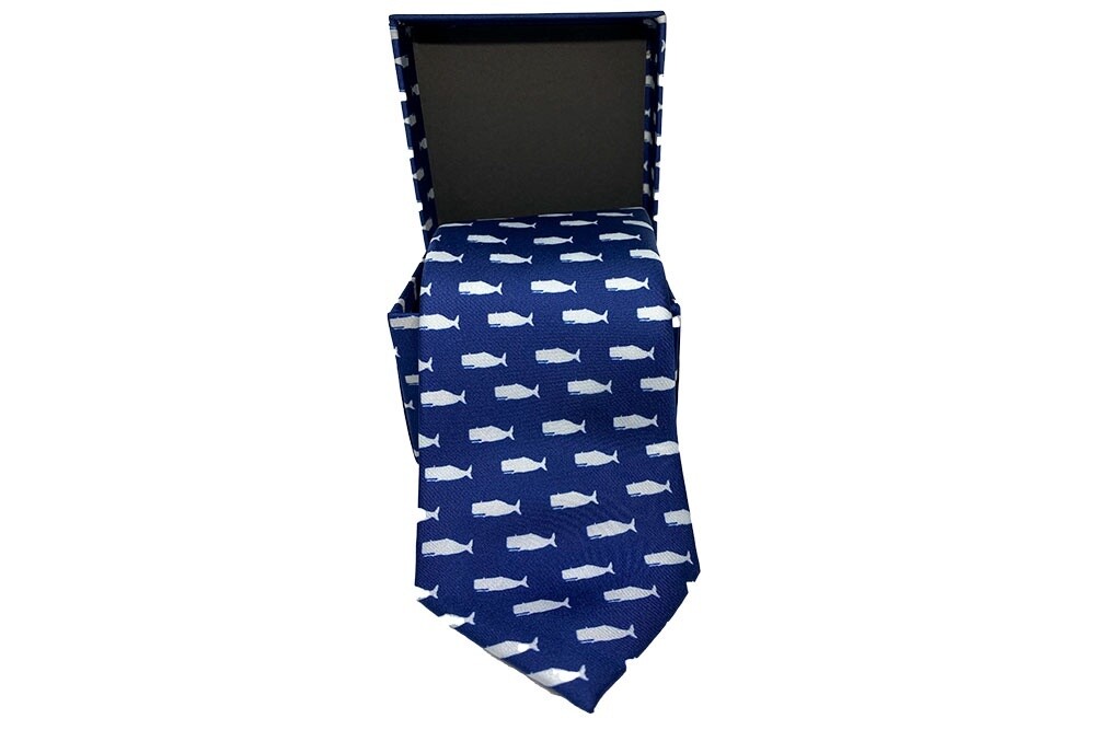 Boxed Sperm Whale Necktie (Blue with White)
