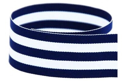 Navy Blue and White Striped Ribbon