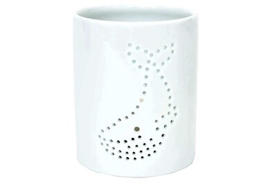 White Votive Candle Holder with Whale Design