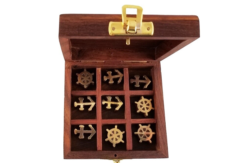 Tic-Tac-Toe Nautical Pieces in Wooden Box