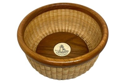 Nantucket Lightship Basket with Inlaid Scrimshaw Brant Pt. Lighthouse by Judy Paterson