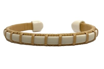 Nantucket Lightship Basket Cuff Bracelet with Ivory Stave by Caitlin Parsons
