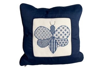 Bee Embroidered Pillow by Elizabeth Gilbert