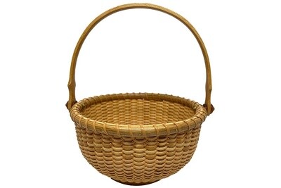 Round Nantucket Lightship Basket with Decorative Handle by Rob Mitchell