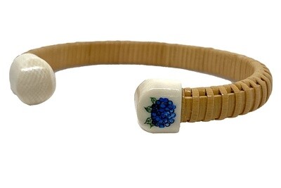 Woven Bangle Bracelet with Hydrangea Scrimshaw by Caitlin Parsons