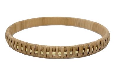 1/4" Nantucket Lightship Basket Bangle Bracelet with Woven Gold Tone Band by Judy Prohaska