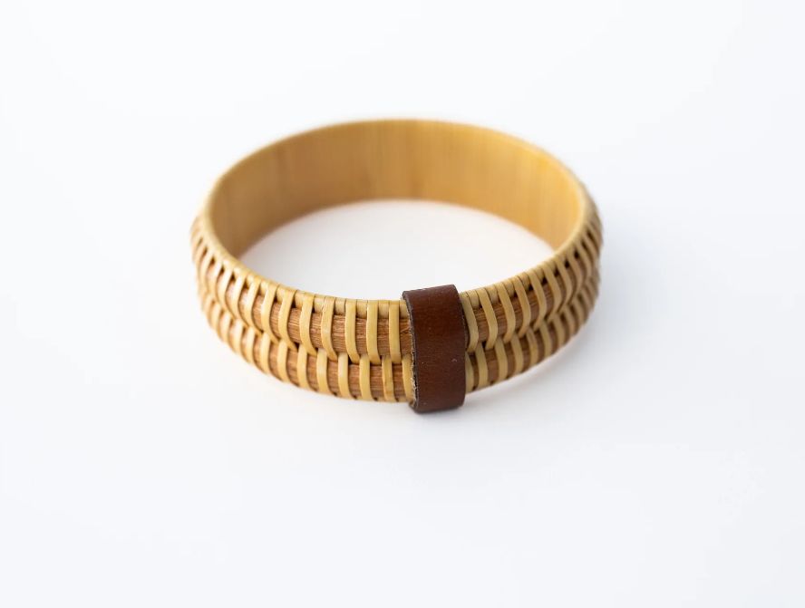Nantucket Lightship Basket Bangle Bracelet - Double Stave - by Bridget Wiatrowski