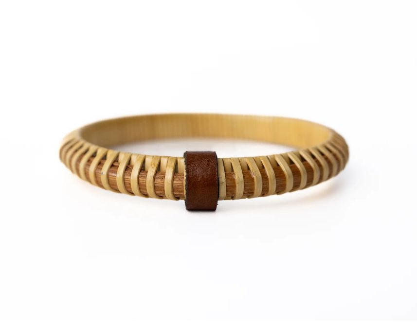Nantucket Lightship Basket Bangle Bracelet - Single Stave - by Bridget Wiatrowski