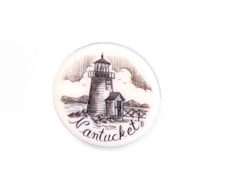 Lapel Pin, Round Reproduction Scrimshaw