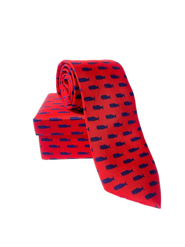 Boxed Whale Necktie (Red with Blue)