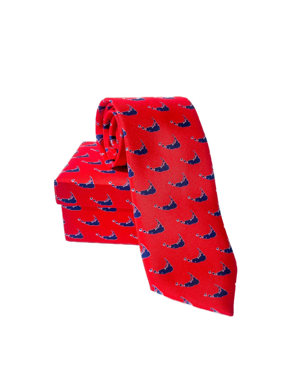 Boxed Nantucket Island Necktie (Red with Blue)