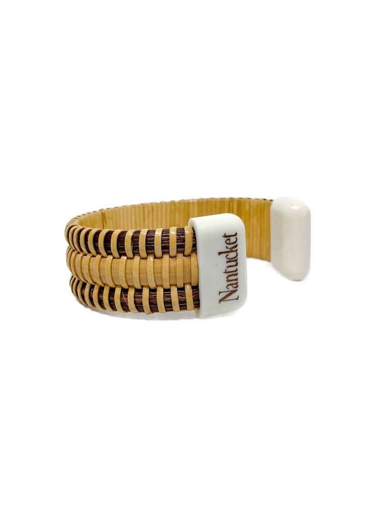 Nantucket Lightship Basket Cuff Bracelet with Nantucket Ends by Laura Stewart
