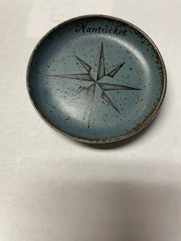 Transferware - Blue Dish, Compass Rose Design, 3 1/2&quot; Round