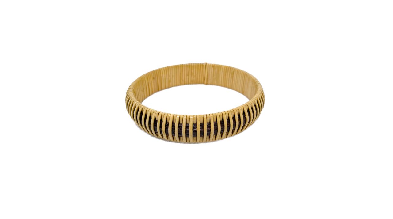 Nantucket Lightship Basket Bangle Bracelet - Dark Brown &amp; Natural - by Laura Stewart