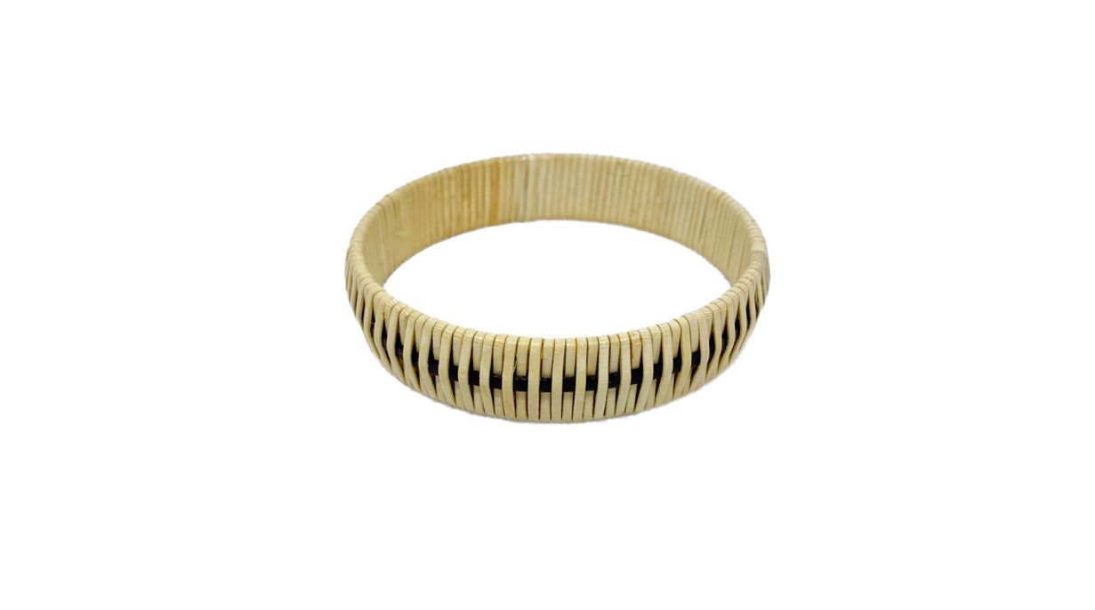 Nantucket Lightship Basket Bangle Bracelet - Thin Brown &amp; Natural - by Laura Stewart