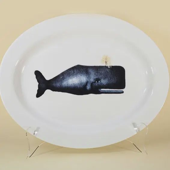 Whale platter 16"x11"