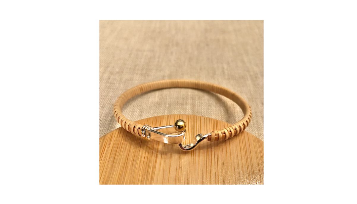 Nantucket Lightship Basket Bracelet with Gold/Silvertone Clasp by Ashlie Emery