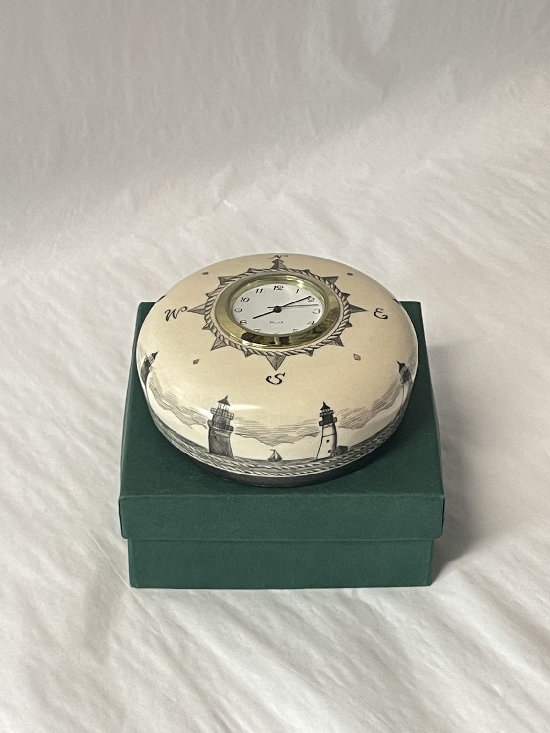 Clock Paperweight, Reproduction Scrimshaw