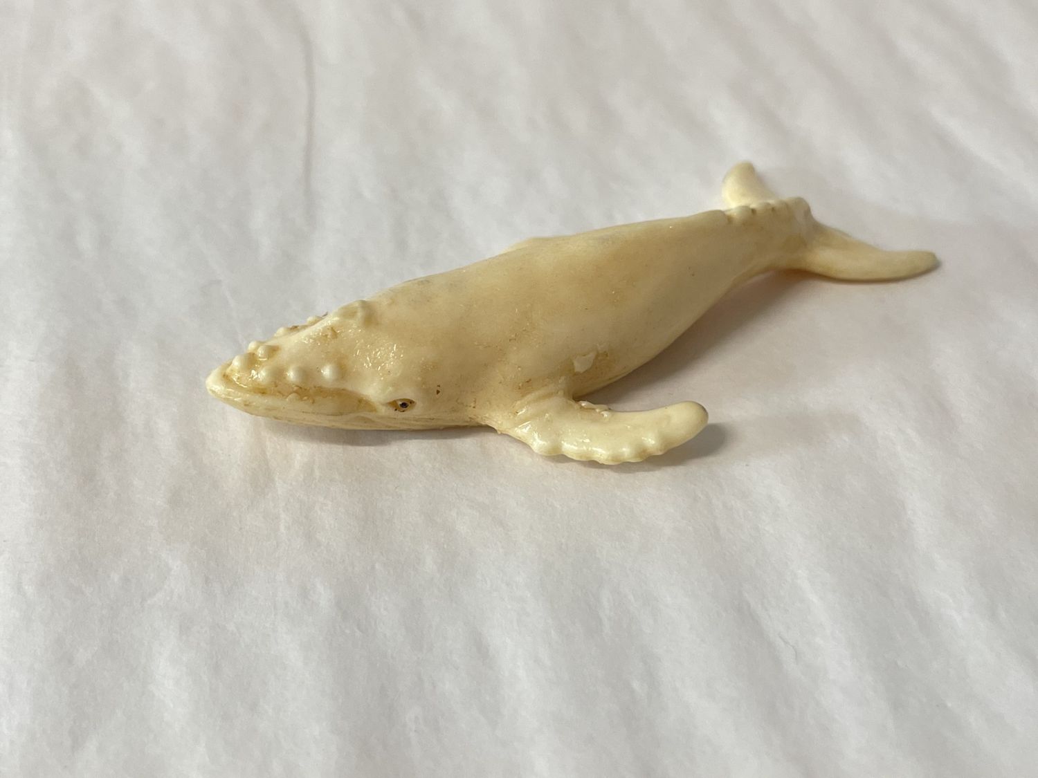 Humpback Whale Figurine, Miniature Reproduction Scrimshaw