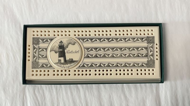 Cribbage Board, Reproduction Scrimshaw Sankaty Head Lighthouse