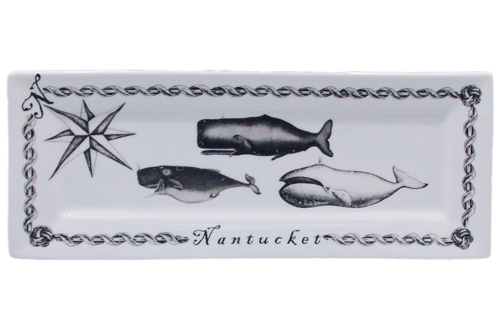 Transferware - Medium Rectangular Platter, Nantucket &amp; Whales Design