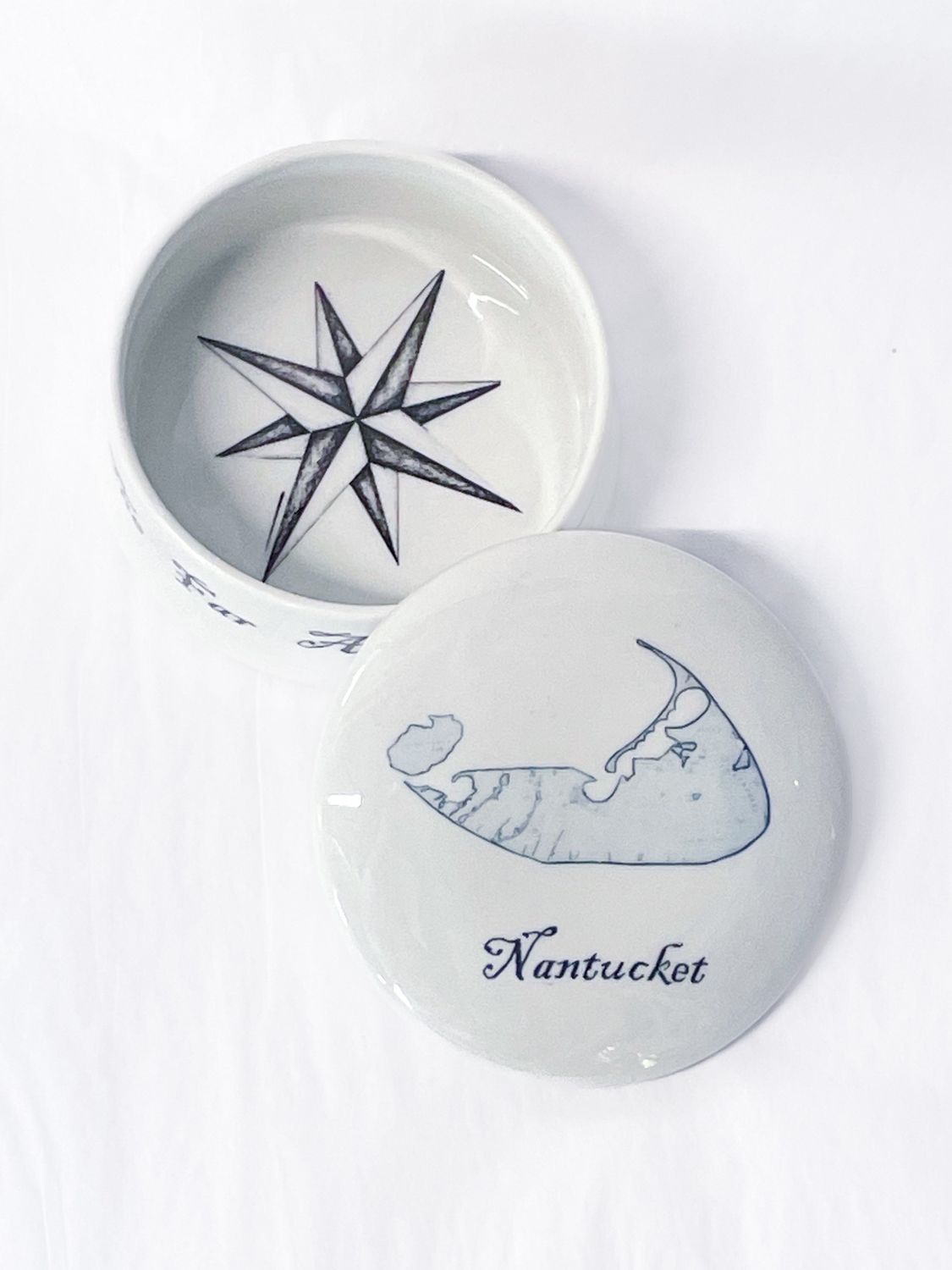 Transferware - Round Covered Jewelry Box